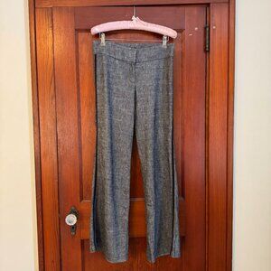 Gray Linen Pants with Side Trim